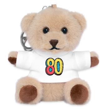 80 Zahl Bunt - Teddy Schlüsselanhänger - Weiß - Vorne