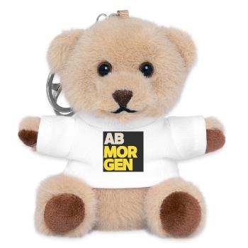 Ab Morgen Blockbuchstaben Gelb Beige - Teddy Schlüsselanhänger - Weiß - Vorne