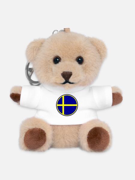 Schweden Flagge Kreis Symbol - Teddy Schlüsselanhänger - Weiß