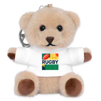 rugby, rugby sport, fan de rugby - Porte-clés ourson - blanc - Devant