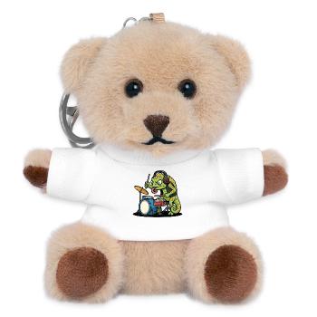 Caméléon Batteur Rock Musique Mascotte Cartoon - Porte-clés ourson - blanc - Devant