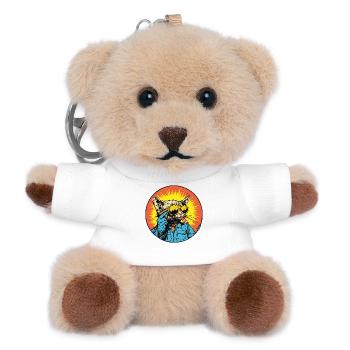 Sunny Cat Retro Vibe - Teddy Keyring - white - Front