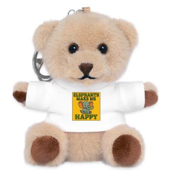 Elefanten machen mich glücklich – süßer Vintage-Elefant - Teddy Schlüsselanhänger - Weiß - Vorne