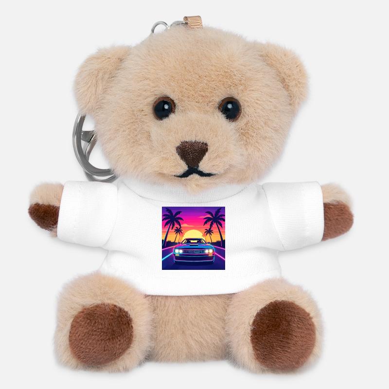 Neon Sunset Drive - Teddy Keyring - white
