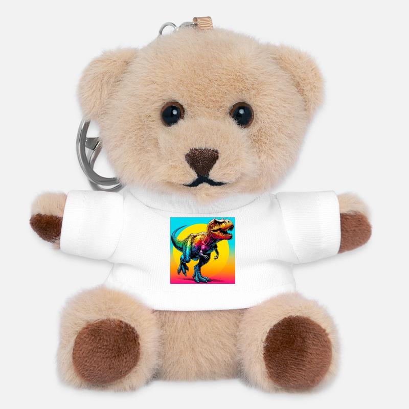 dinosaur - Teddy Keyring - white