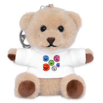 Bunte Lächelnde Uhren - Teddy Schlüsselanhänger - Weiß - Vorne