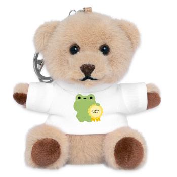 Badge certifié Grenouille Collante - Porte-clés ourson - blanc - Devant