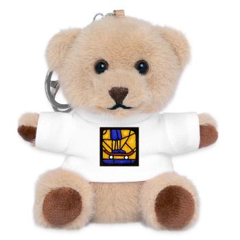 Buntglas-Skateboarder-Grafik - Teddy Schlüsselanhänger - Weiß - Vorne