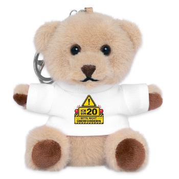 Ich bin 20 – Bitte nicht überfordern - Teddy Schlüsselanhänger - Weiß - Vorne