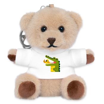 Cheerful crocodile with bird in its mouth - Teddy Keyring - white - Front