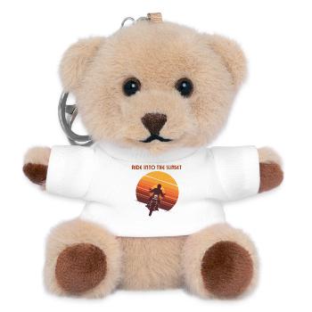 Motorcyclist in sunset - Teddy Keyring - white - Front