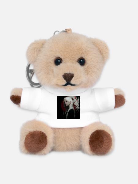 Moon Dragon Noir: White Hair Dragon - Teddy Keyring - white