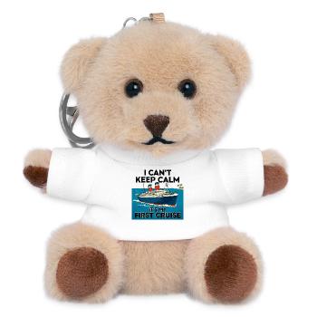 Ich kann nicht ruhig bleiben, es ist meine erste K - Teddy Schlüsselanhänger - Weiß - Vorne