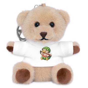 Petit canard mignon déguisé en pastèque - Porte-clés ourson - blanc - Devant