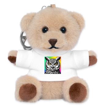 owl - Teddy Keyring - white - Front