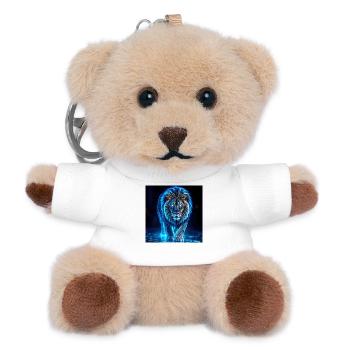 Neon Blue Lion Aura - Teddy Keyring - white - Front