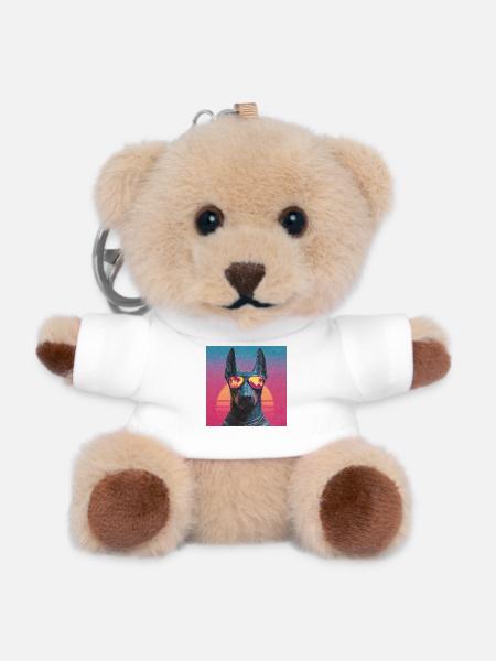 Anubis Synthwave - God on Vacation - Teddy Keyring - white