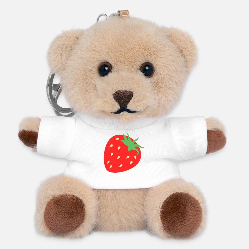 Fresh Strawberry Graphic - Teddy Keyring - white
