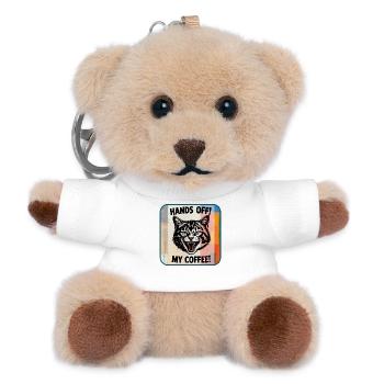Hands off! My coffee - Teddy Keyring - white - Front