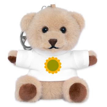 Abstrakte Sonnenblume grün gelb - Teddy Schlüsselanhänger - Weiß - Vorne