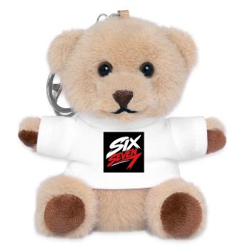 Six Seven 7 Red & White Brush - Teddy Keyring - white - Front