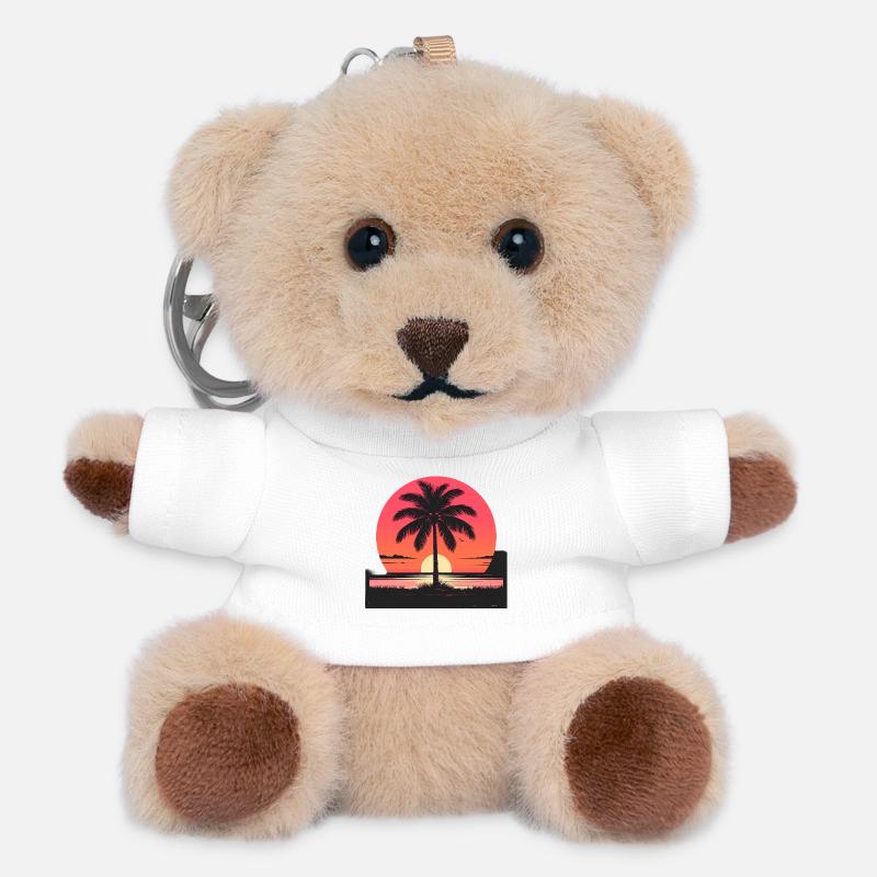 Sunset Palm Island - Teddy Keyring - white