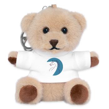 Horse outline in the blue circle - Teddy Keyring - white - Front