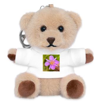 Purple Petal and Yellow Heart - Teddy Keyring - white - Front