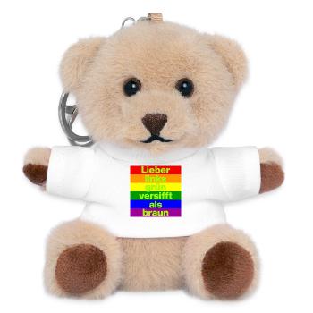 ICH BIN GERNE LINKS GRÜN VERSIFFT, NO NZS, FRIEDEN - Teddy Schlüsselanhänger - Weiß - Vorne