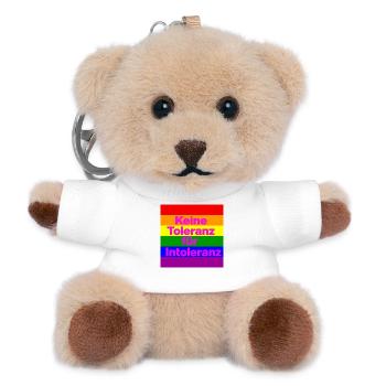 KEINE TOLERANZ FÜR INTOLERANZ, NIE WIEDER, NO NZS - Teddy Schlüsselanhänger - Weiß - Vorne