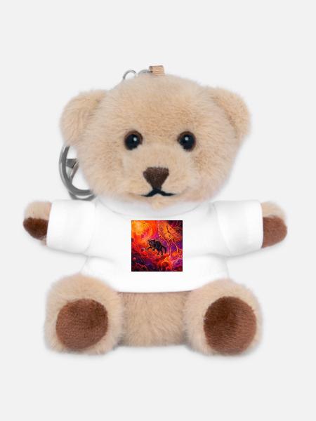 Chat noir cosmique et horloge fondue - Porte-clés ourson - blanc