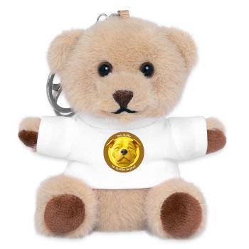 Stafficone Badge joyeux - 053i - Porte-clés ourson - blanc - Devant