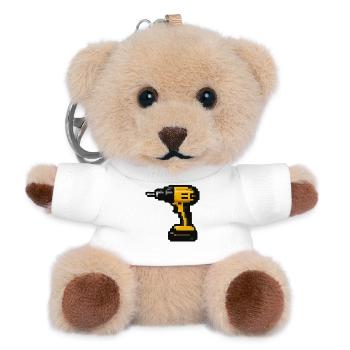 Pixel-Bohrer Retro-Werkzeug-Design - Teddy Schlüsselanhänger - Weiß - Vorne