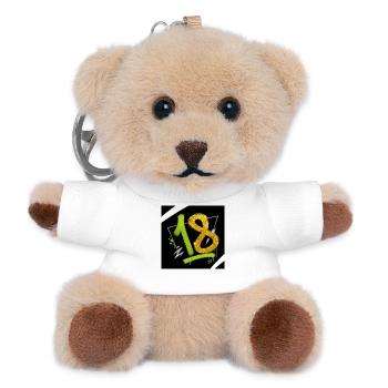 Glitzer 18 Graffiti Neon Zahl - Teddy Schlüsselanhänger - Weiß - Vorne