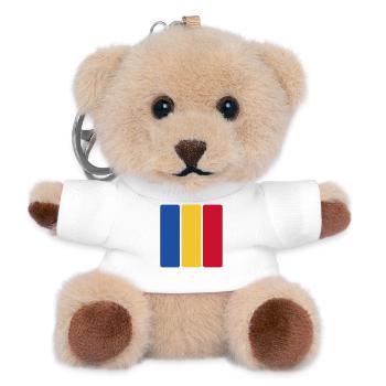 Rumänien Flagge Minimal - Fahne Fan Streifen Desig - Teddy Schlüsselanhänger - Weiß - Vorne