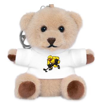 Entschlossene Ente beim Eishockey Spielen Comic - Teddy Schlüsselanhänger - Weiß - Vorne