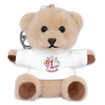 Erster Geburtstag Ballon Tanz Duo - Teddy Schlüsselanhänger - Weiß - Vorne