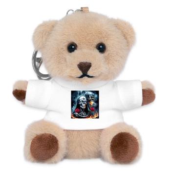 Zwillingsschädel in Flammen - Teddy Schlüsselanhänger - Weiß - Vorne