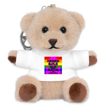 KEINEN BOCK AUF NAZIS, NO NZS, NO AFD, SKULL PINK - Teddy Schlüsselanhänger - Weiß - Vorne