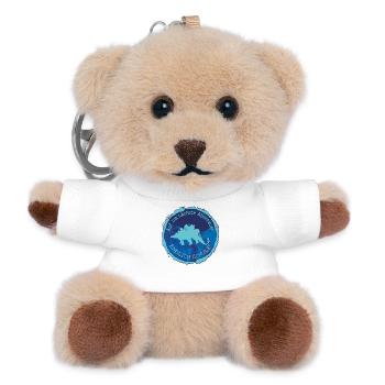 Stegosaurus Dino Adventure Emblem – School Finally - Teddy Keyring - white - Front