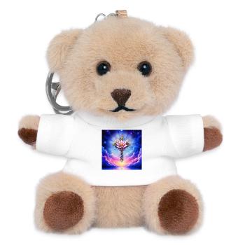 Floral Lotus Cross in Starry Sky - Teddy Keyring - white - Front