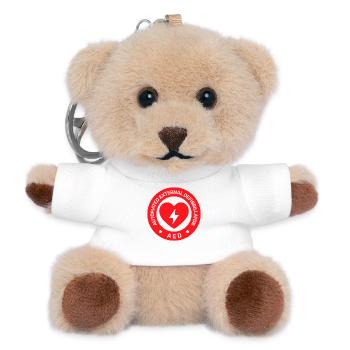 Automated External Defibrillator AED Sign Sticker - Teddy Keyring - white - Front