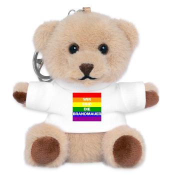 Wir sind die Brandmauer, No NZS, No AFD, weiß - Teddy Schlüsselanhänger - Weiß - Vorne