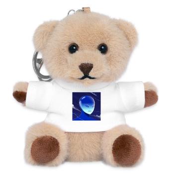 Blauer Alien Blick Maskenkunst - Teddy Schlüsselanhänger - Weiß - Vorne
