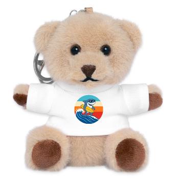 Retro Sunset Surf Cartoon Shark - Teddy Keyring - white - Front