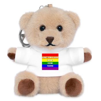 ARBEITERKLASSE KENNT KEINE RASSE, NIE WIEDER JETZT - Teddy Schlüsselanhänger - Weiß - Vorne