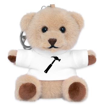 Hammer Handwerk Bauherr Richtfest Geschenk  - Teddy Schlüsselanhänger - Weiß - Vorne