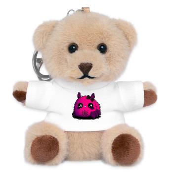 Pinkes Flauschmonster mit Netz - Teddy Schlüsselanhänger - Weiß - Vorne