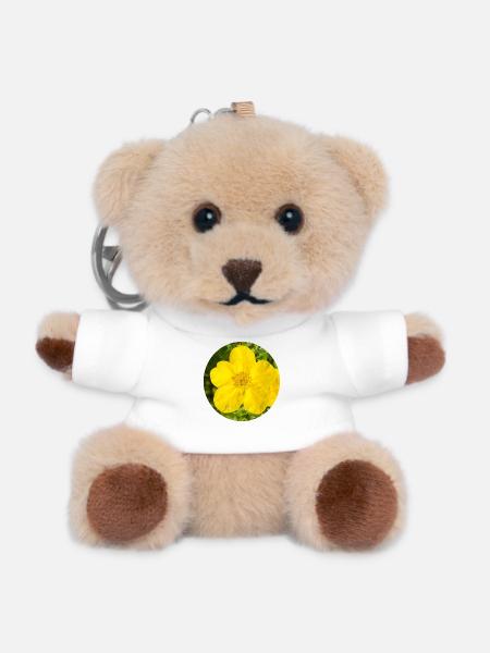 Gelbe Wildblume - Teddy Schlüsselanhänger - Weiß