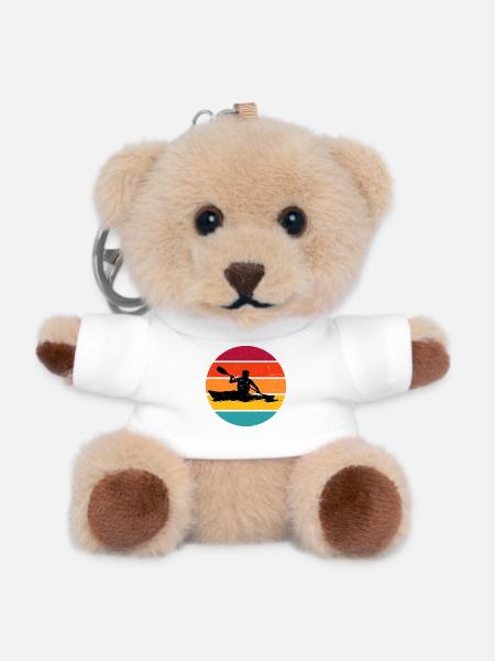 Geschenkidee für einen Paddler mit Wildwasserkajak - Teddy Schlüsselanhänger - Weiß